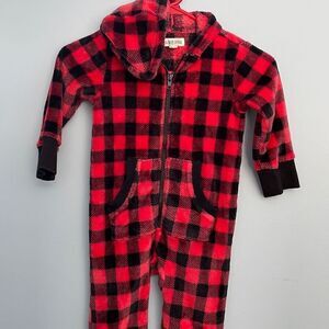 Little Blue House Buffalo Plaid Fleece Hooded Pajamas size 4